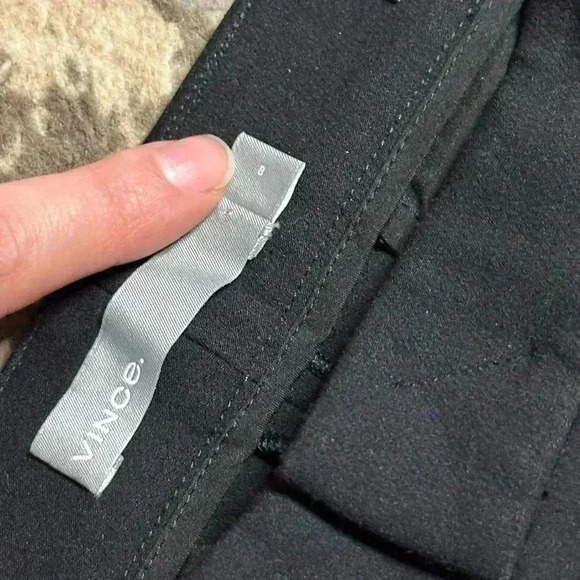 Vince Black Faux Leather Tuxedo Stripe Side Strap Trousers Pants 8 - Picture 5 of 6